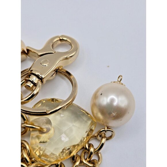 Kathy Van Zeeland Hearts Crystal Pave Fleur Gold Tone Mixed Charm Keychain - Picture 7 of 9